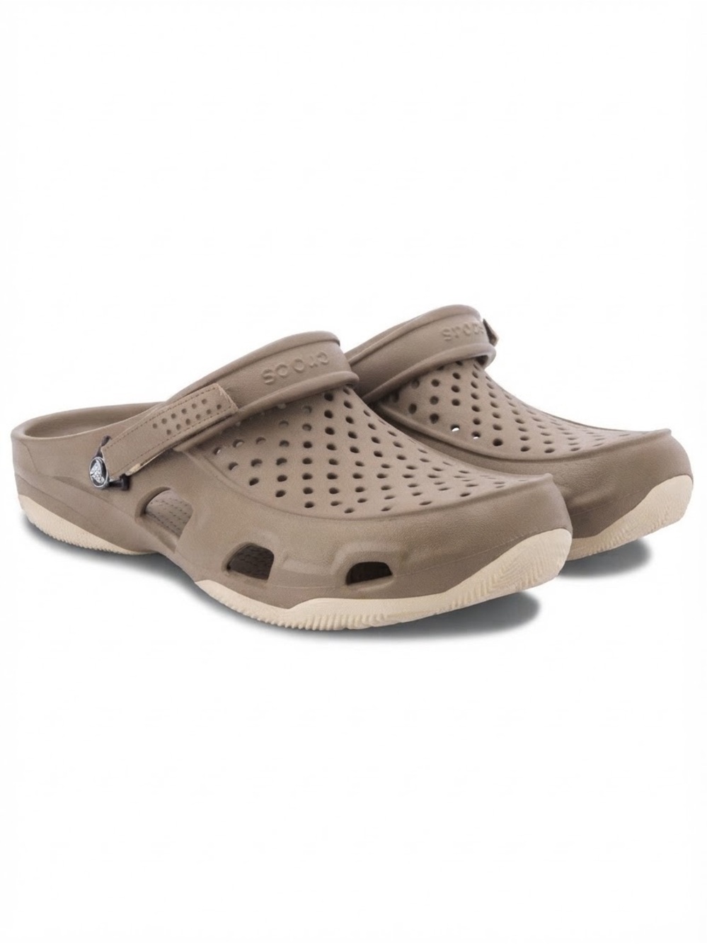 Crocs Swiftwater Deck Clogs Mens slip on clog khaki 10 sandal breathable comfort